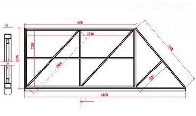Схема рамы металлических откатных ворот